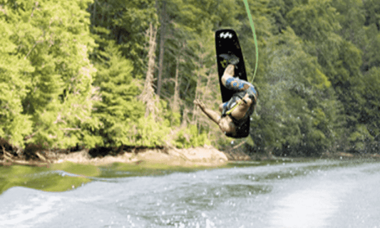 Wakeboarder doing a flip