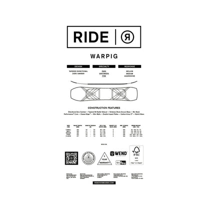 Ride Warpig Mens Snowboard 2026 - UtahSkis for sale at UtahSkis