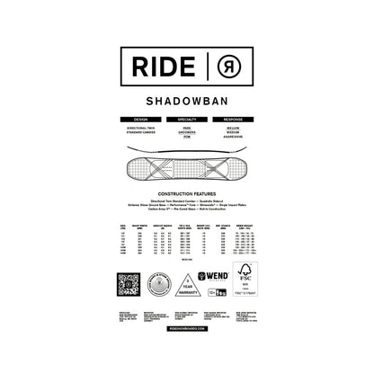 Ride Shadowban Mens Snowboard 2026 - UtahSkis for sale at UtahSkis
