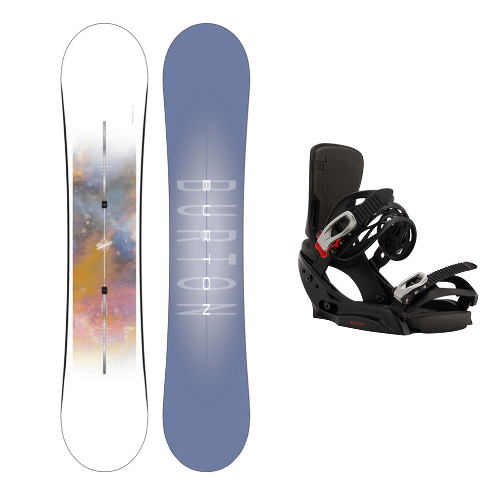 Burton Stylus Womens Snowboard / Lexa EST Womens Snowboard Bindings Package 2024