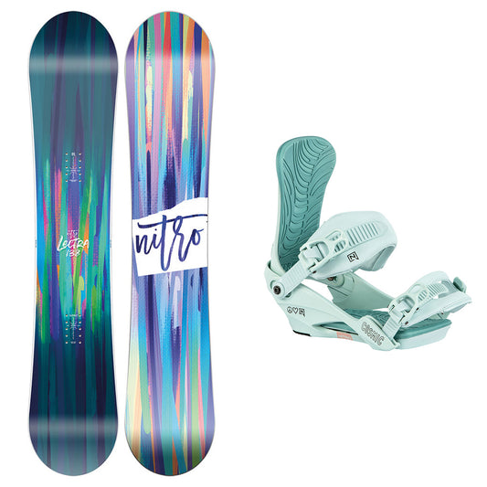 Nitro Lectra Brush Womens Snowboard / Cosmic Womens Snowboard Bindings Package 2024
