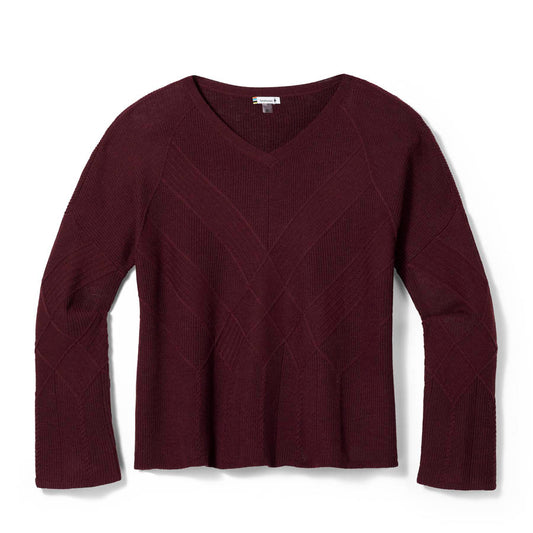Smartwool Shadow Pine Cable V-Neck Womens Sweater 22-23 - BKCH
